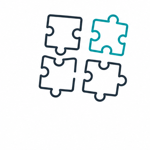 Symbol für Funktionsintegration und Reduzierung von Einzelteilen
