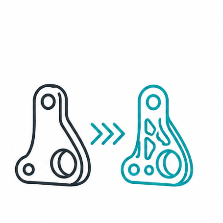 Symbol für Konstruktion und Bauteiloptimierung in der additiven Fertigung.